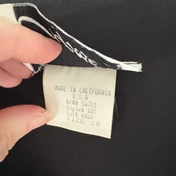 Vintage Expose California Disco Fringe Cocktail Dress Black V-Neck Size 10 - Picture 6 of 6